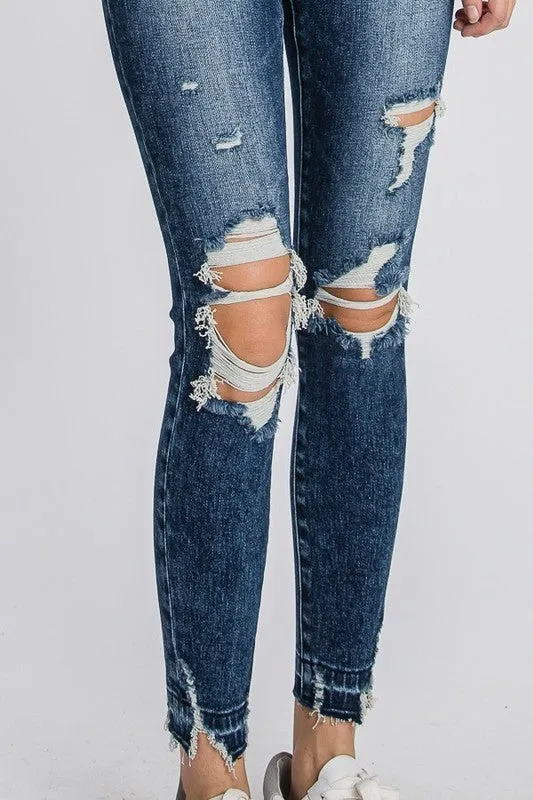 April Mid Rise Distressed Skinny Ankle Jeans