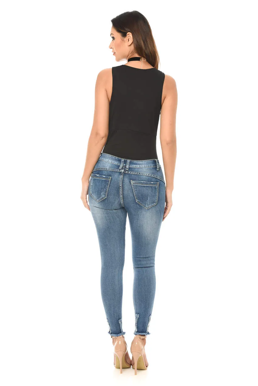 Blue Ankle Grazer Jeans