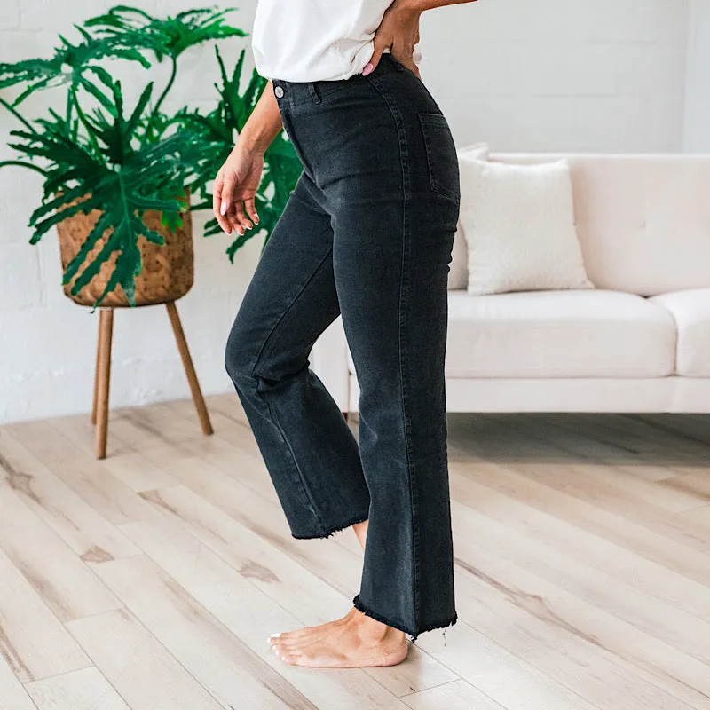 Bristol Wide Leg Crop Pants - Black