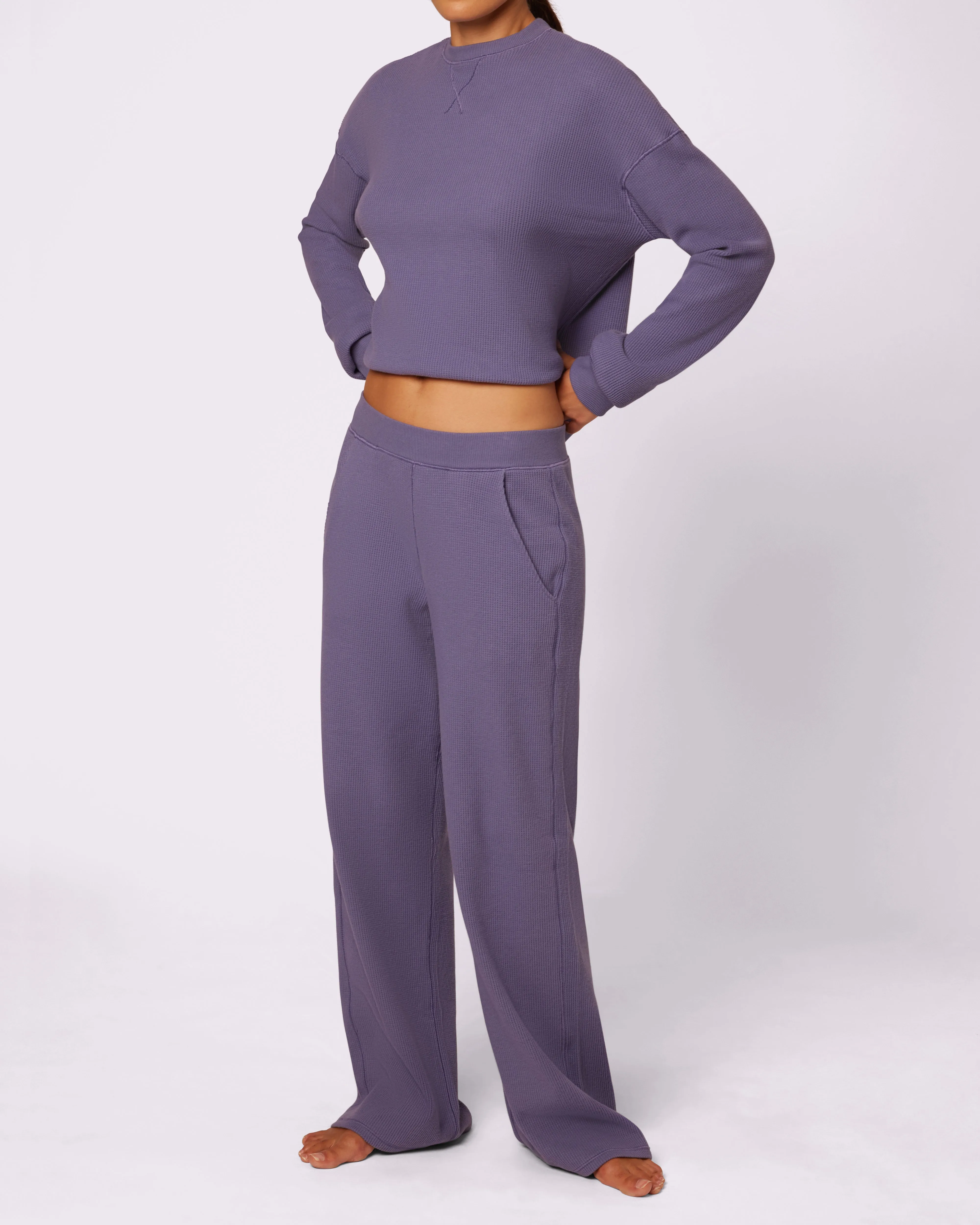Cozy Casual Wide-Leg Pants | Cozy Waffle | Archive (Fog)