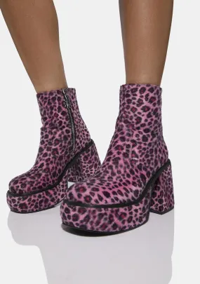 Hear Meowt Leopard Ankle Boots