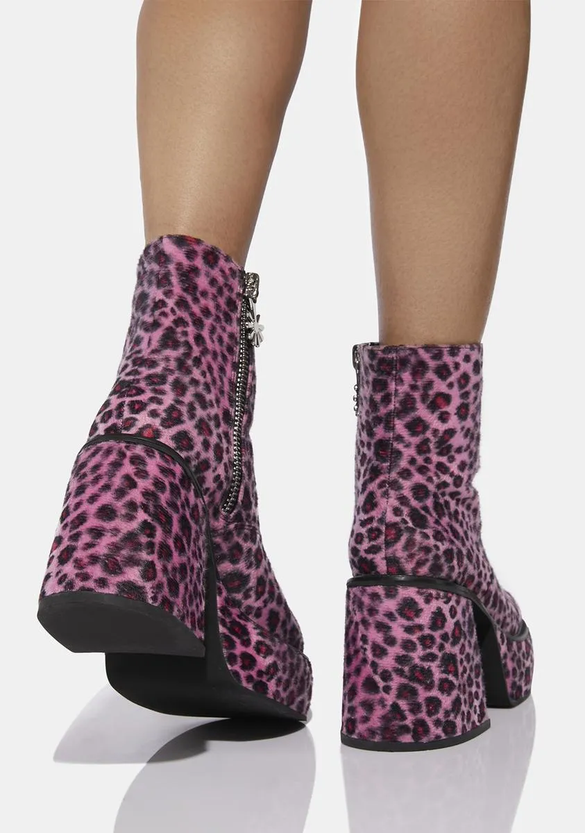 Hear Meowt Leopard Ankle Boots