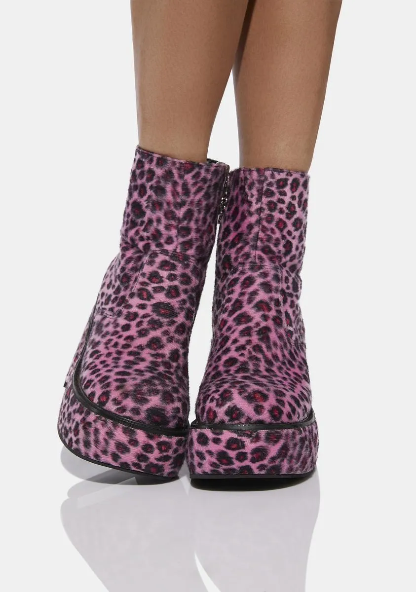 Hear Meowt Leopard Ankle Boots