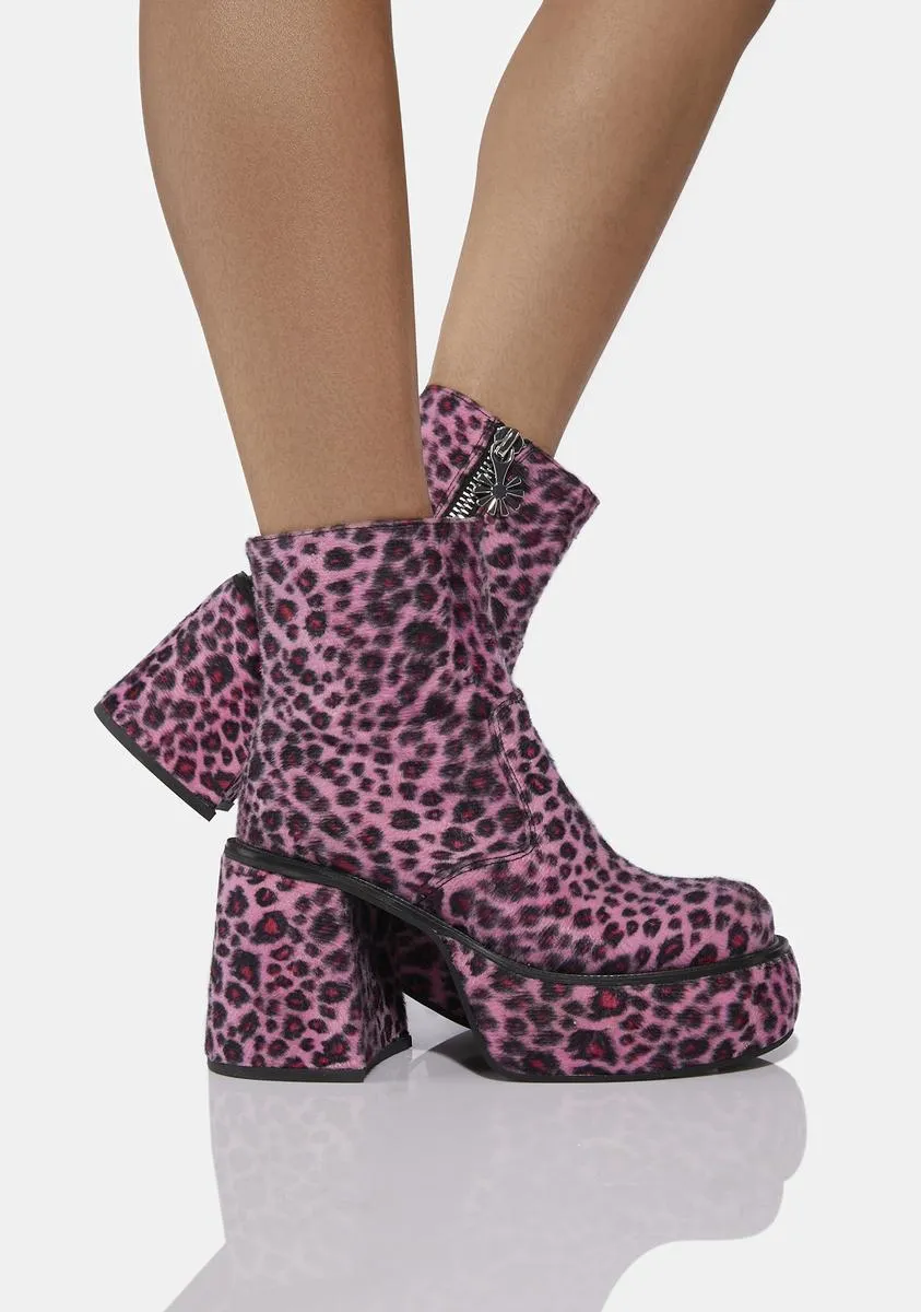 Hear Meowt Leopard Ankle Boots