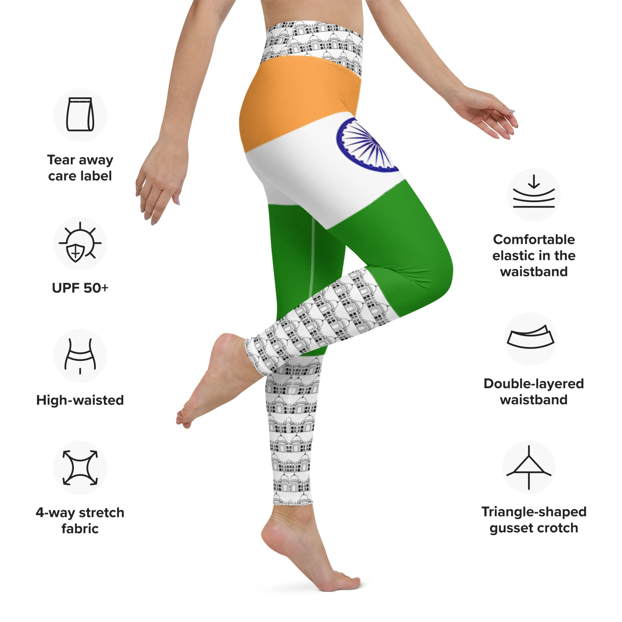 India Leggings Flag Printed Color / Indian Style Leggings For Patriotic With Inside Pocket