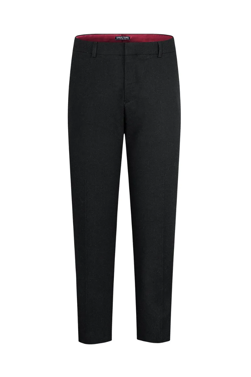 Men Regular Fit Pants Casual Multi-Pocket Herringbone Textured Trousers