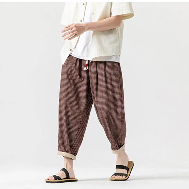Plaid Casual Harem Straight Pants