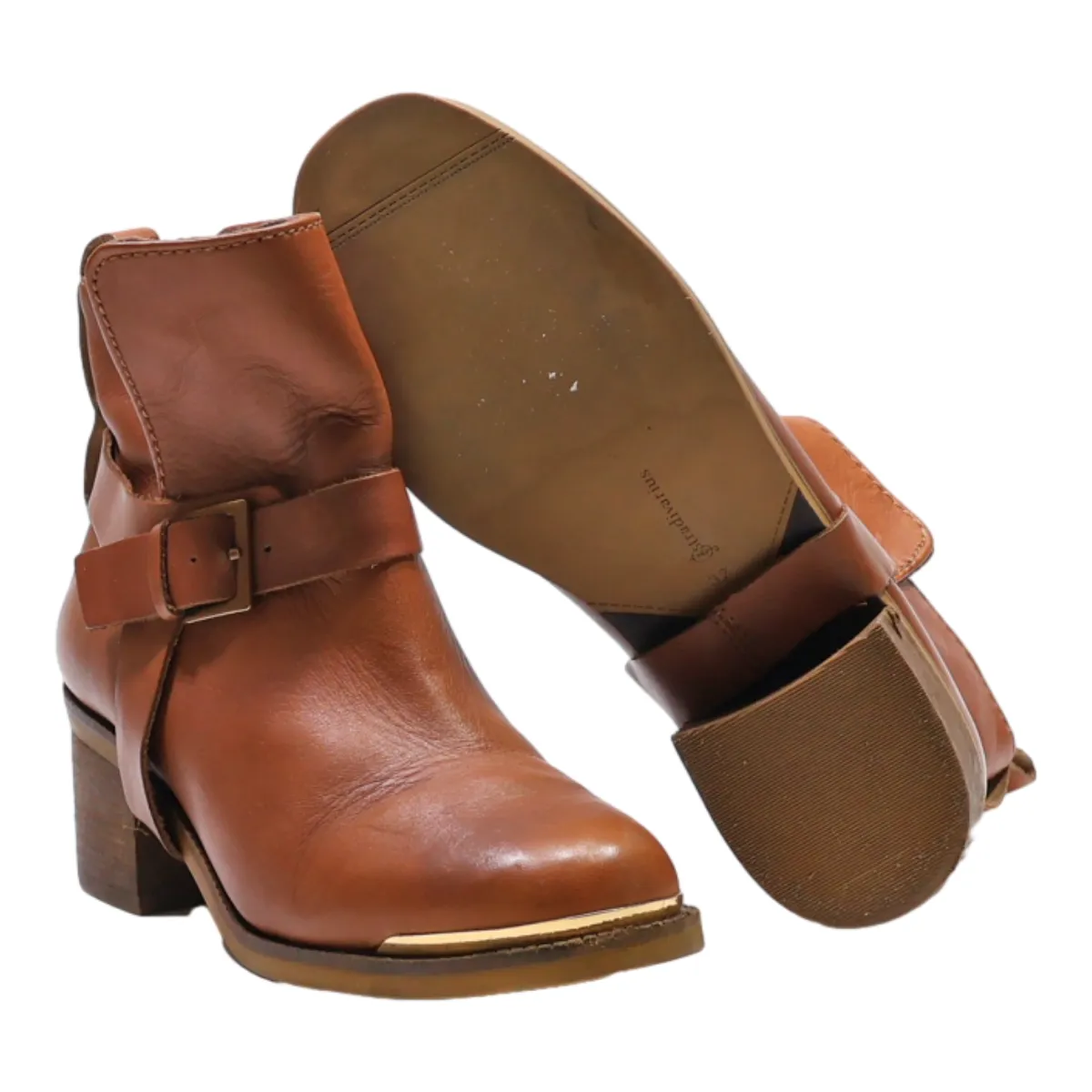 STRADIVARIUS Ankle Boots Beige Leather Womens UK 4