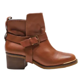 STRADIVARIUS Ankle Boots Beige Leather Womens UK 4