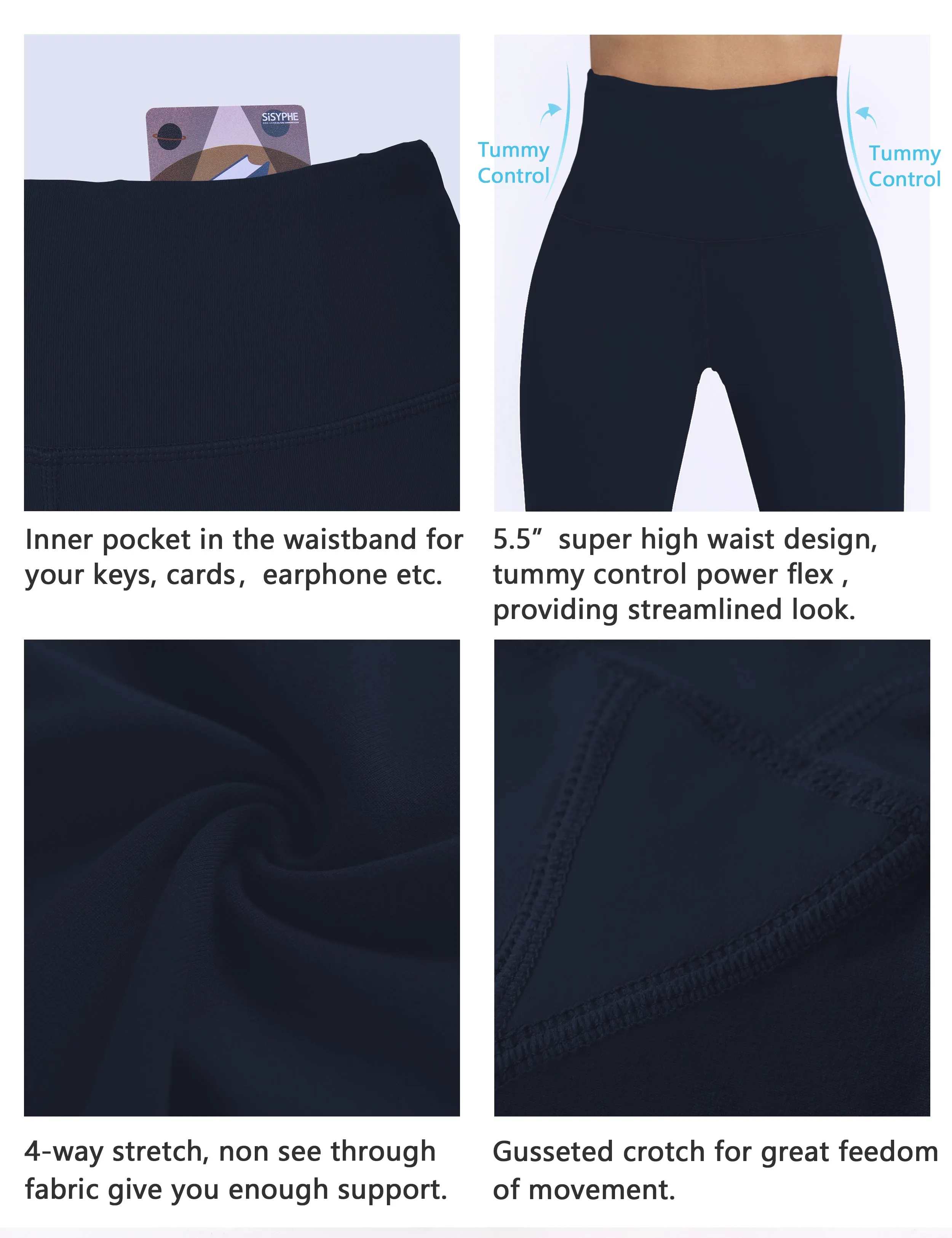 Super High Waist Yoga Pants darknavy