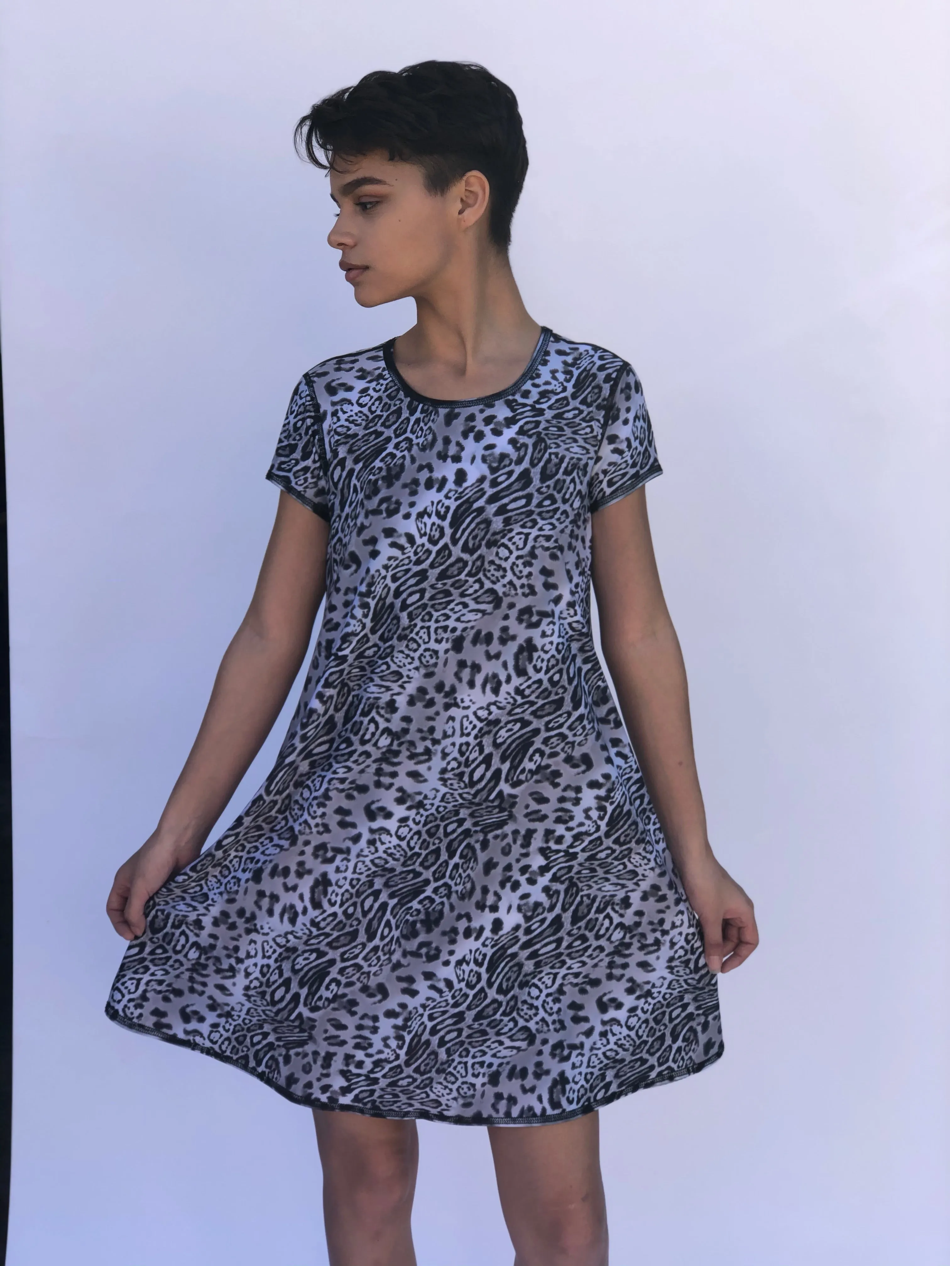 SWING DRESS WHITE TIGER/SNOW LEOPARD