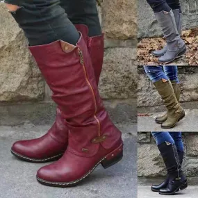 Women'S Vintage Medium Round Toe Chunky Heel Martin Boots 57493117C
