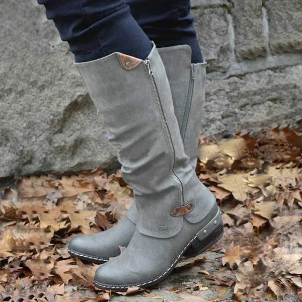 Women'S Vintage Medium Round Toe Chunky Heel Martin Boots 57493117C